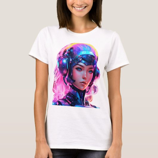 Android Techno Space Girl T-Shirt (Vorderseite)