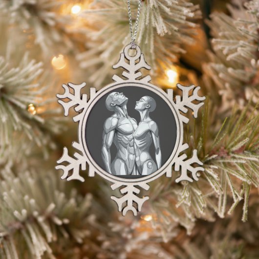 Android Union: Couple Pewter Snowflake Ornament (Baum)