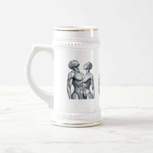 Android Union: Cyborg Couple Ceramic Beer Stein Bierglas (Links)