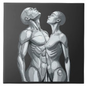 Android Union: Cyborg Couple Ceramic Tile Art Fliese (Vorderseite)
