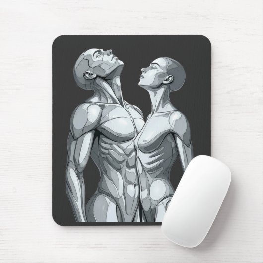 Android Union: Cyborg Couple Futuristic Mousepad (Mit Mouse)