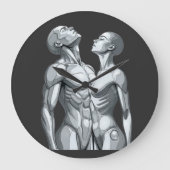 Android Union: Cyborg Couple Round Wall Clock Große Wanduhr (Vorderseite)