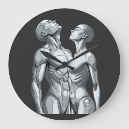 Android Union: Cyborg Couple Round Wall Clock Große Wanduhr