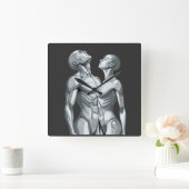 Android Union: Cyborg Couple Square Wall Clock Quadratische Wanduhr (Zuhause)