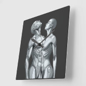Android Union: Cyborg Couple Square Wall Clock Quadratische Wanduhr (Winkel)