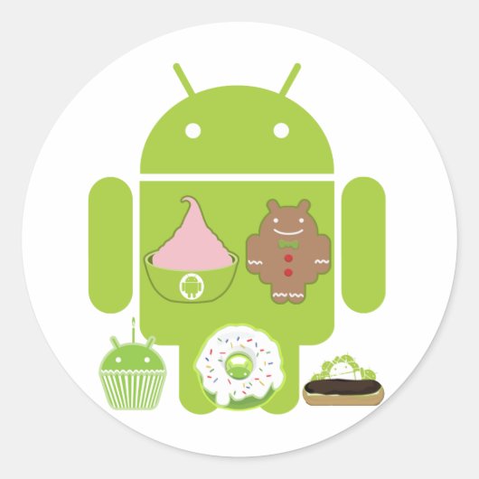 Android-Versionen Runder Aufkleber (Vorderseite)