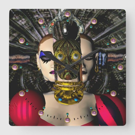 ANDROID XENIA SPACESHIP PILOT Science Fiction Quadratische Wanduhr (Vorderseite)