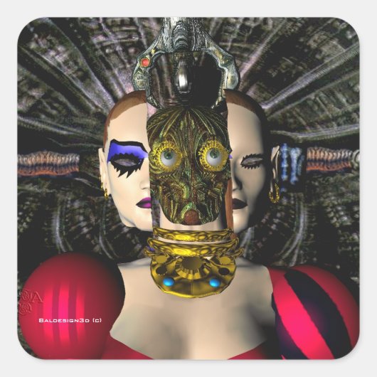 ANDROID XENIA SPACESHIP PILOT, Science Fiction Quadratischer Aufkleber (Vorderseite)