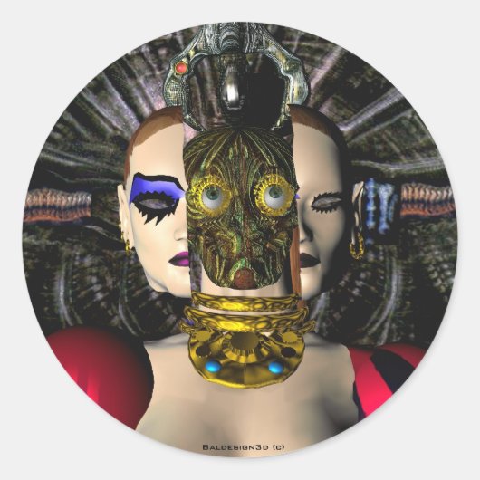 ANDROID XENIA SPACESHIP PILOT, Science Fiction Runder Aufkleber (Vorderseite)