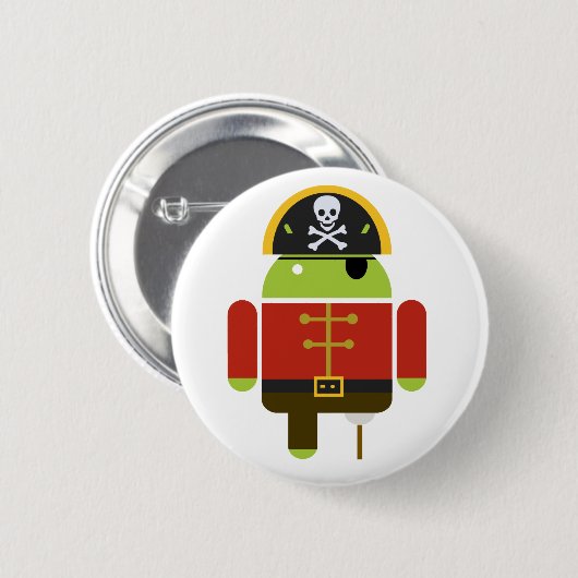 Androider Piraten-Knopf Button (Vorne & Hinten)