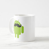 Androider Roboter-Ikonen-Schnurrbart Kaffeetasse (Vorderseite Links)