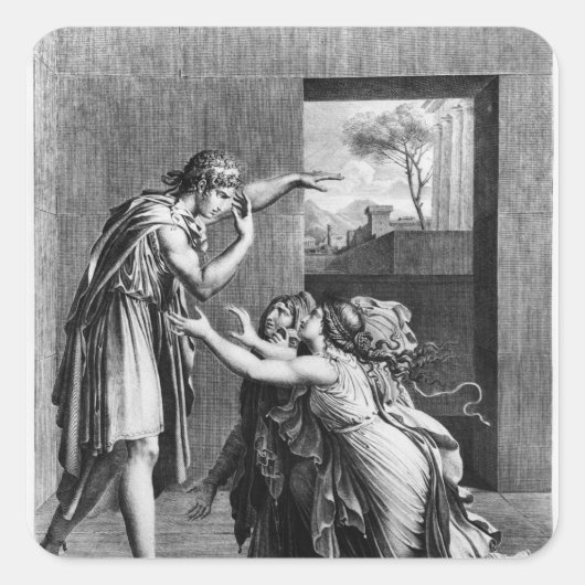 Andromache am Fuß des Pyrrhus Quadratischer Aufkleber (Vorderseite)