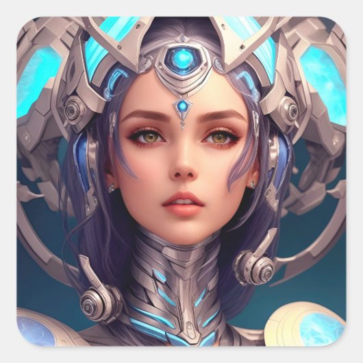 Andromeda Cyborg Quadratischer Aufkleber (Vorderseite)