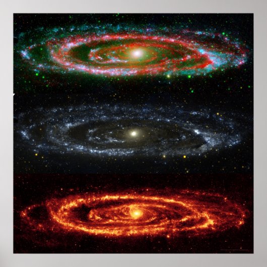 Andromeda Galaxy in Red-Vis-UV 48x48 (35x35) Poster (Vorne)