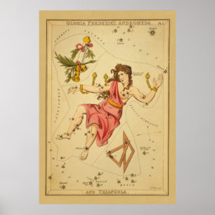 Andromeda - Vintages Astronomisches Star Chart Ima Poster