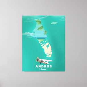Andros Bahamas Vacation Karte. Leinwanddruck