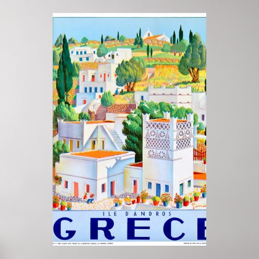 Andros Greece Vintage Travel Poster wiederhergeste (Vorne)
