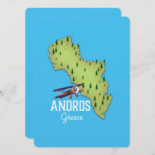 Andros Griechisch Map Illustriertes Reiseplakat (Vorne/Hinten)