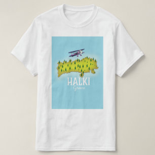 Andros Griechisch Map Illustriertes Reiseplakat T-Shirt