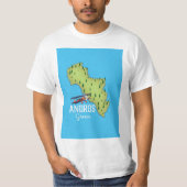 Andros Griechisch Map Illustriertes Reiseplakat T-Shirt (Vorderseite)