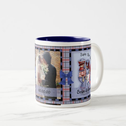 Andy & Annie, Save the Date anpassbare Tasse (VorderseiteRechts)