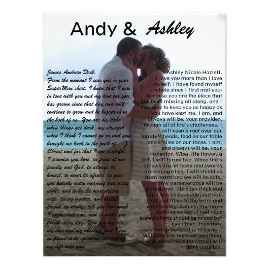 Andy & Ashley, Hochzeitspic mit Gelübden Fotodruck (Vorne)