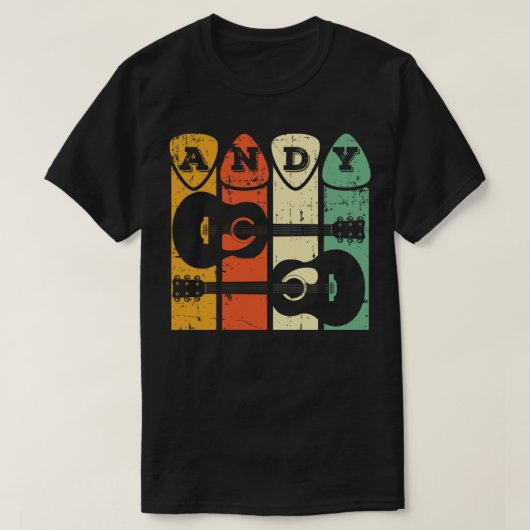Andy Guitar Retro Pick Andy Guitar Musician Retro T-Shirt (Design vorne)