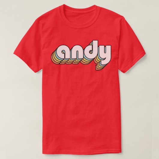 Andy Retro Rainbow Typografie Faded Style T-Shirt (Design vorne)