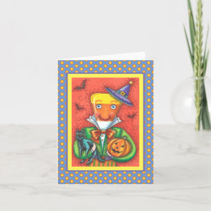 ANDY THE CANDY CORN MAN, BLACK CAT & JACK Colorful Feiertagskarte