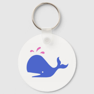 Andy Whale Einzelstücke blau, rosa auf weiß Schlüsselanhänger
