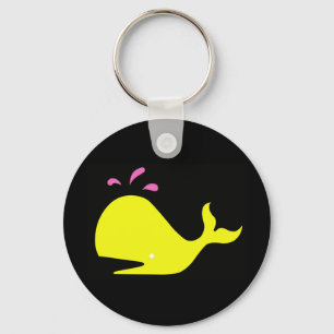 Andy Whale Singletons_gelb,rosa auf schwarz Schlüsselanhänger