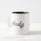 Andyklassischer Retro Namensentwurf Zweifarbige Tasse (Vorderseite Links)
