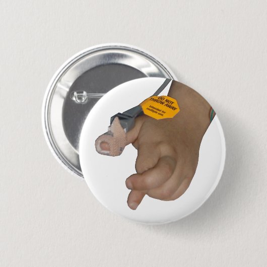 Andys Hand während der Stammzelleinfusion Button (Vorne & Hinten)