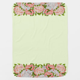 Aneinanderreihende Peonies auf einem Babyschuh Babydecke