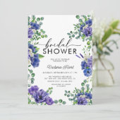 Anemon | Blue Bridal Dusche Einladung (Stehend Vorderseite)