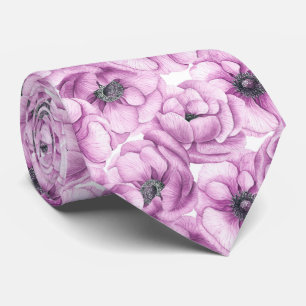 Anemon-Blume-Aquarellmuster Krawatte