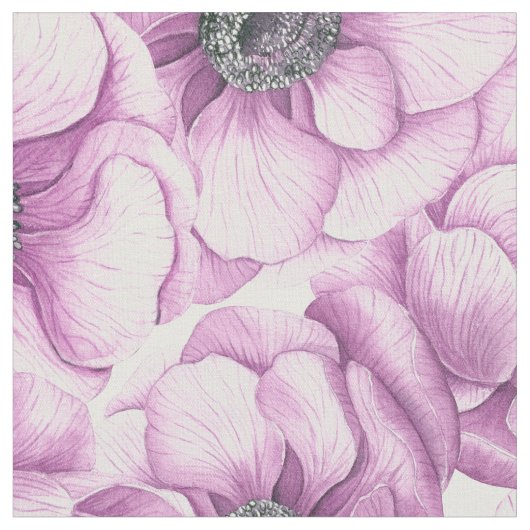 Anemon-Blume-Aquarellmuster Stoff (Nahaufnahme)