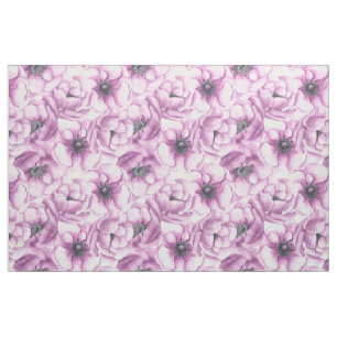 Anemon-Blume-Aquarellmuster Stoff