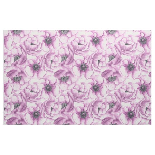 Anemon-Blume-Aquarellmuster Stoff (Fat Quarter (45,7 x 55,9 cm))