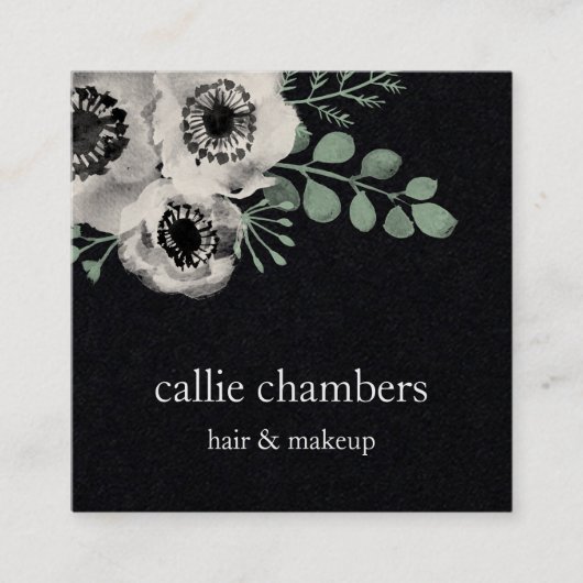 Anemon und Eukalyptus Floral Quadratische Visitenkarte (Vorderseite)