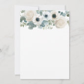 Anemon und Eukalyptus-Kreuz Taufe Christening Einladung (Rückseite)