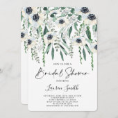 Anemon und grünes Brautparty Einladung (Vorne/Hinten)