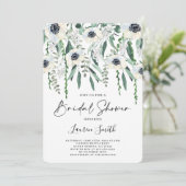 Anemon und grünes Brautparty Einladung (Stehend Vorderseite)