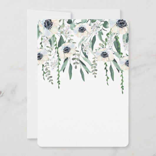 Anemon und grünes Brautparty Einladung (Rückseite)