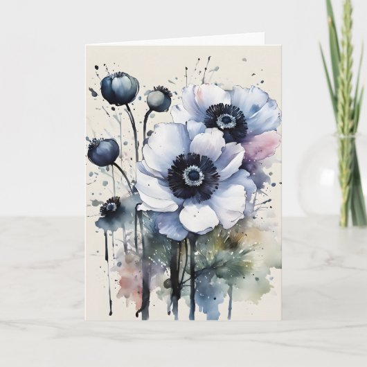 Anemone - Aquarellblumen Karte (Vorderseite)
