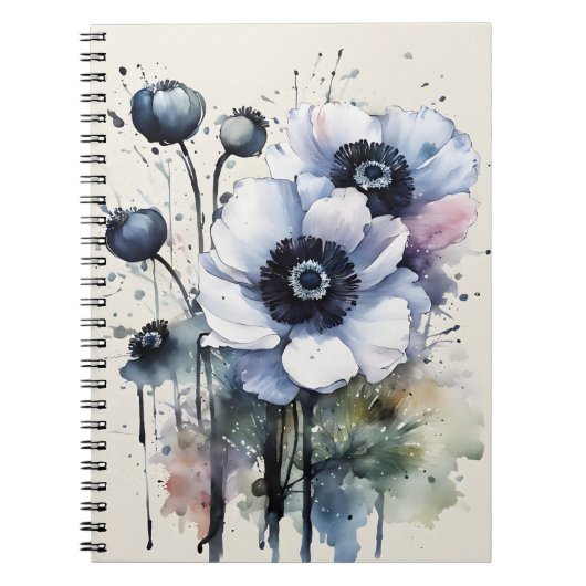 Anemone - Aquarellblumen Notizblock (Vorderseite)