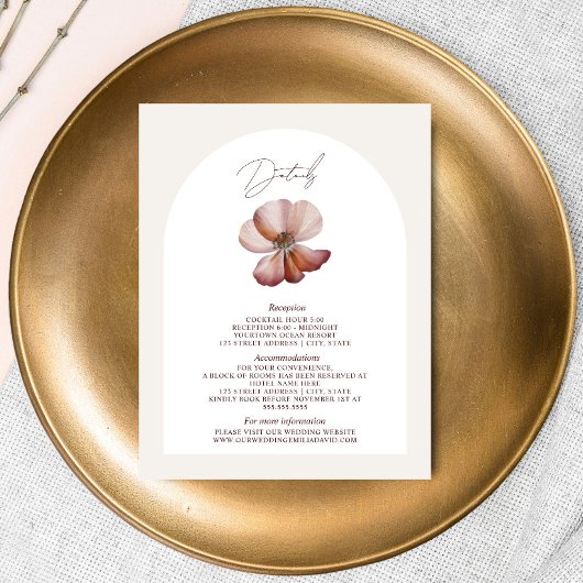 Anemone Arch Burgundy Wedding Details Begleitkarte