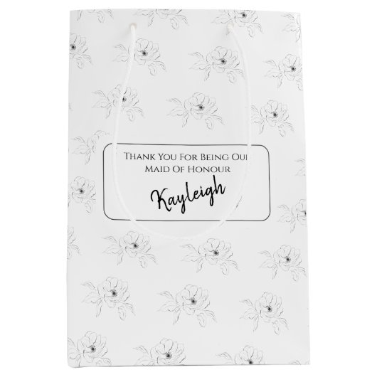 ~Anemone auf Weiß Mittlere Geschenktüte (Vorderseite)