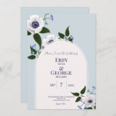 Anemone & blue delphinium 12x18 Weditation Einladung (Vorne/Hinten)