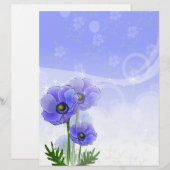 Anemone Blue Linen Stationery (Vorne/Hinten)